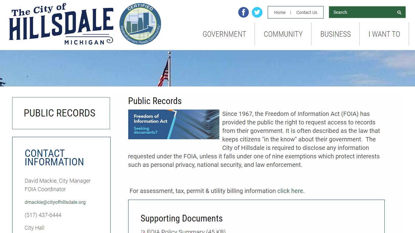Public Records | Hillsdale Michigan