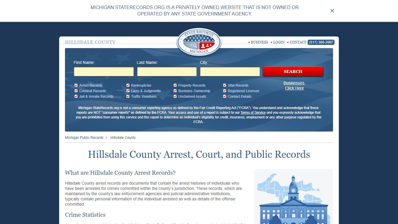 Hillsdale County Arrest, Court, and Public Records