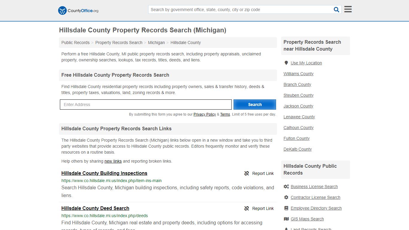Hillsdale County Property Records Search (Michigan) - County Office
